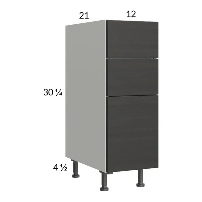Save Now RTA Euro Cafe 12" 3-Drawer Vanity Base Cabinet with 1 Finished End Panel