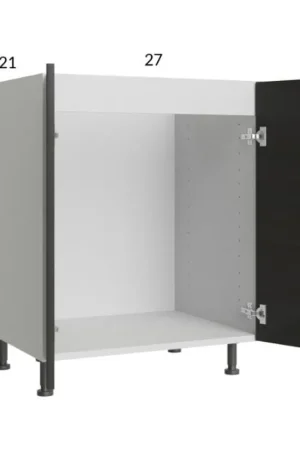 Affordable RTA Euro Cafe 27" Full Height Door Vanity Sink Base Cabinet with 2 Finished End Panels