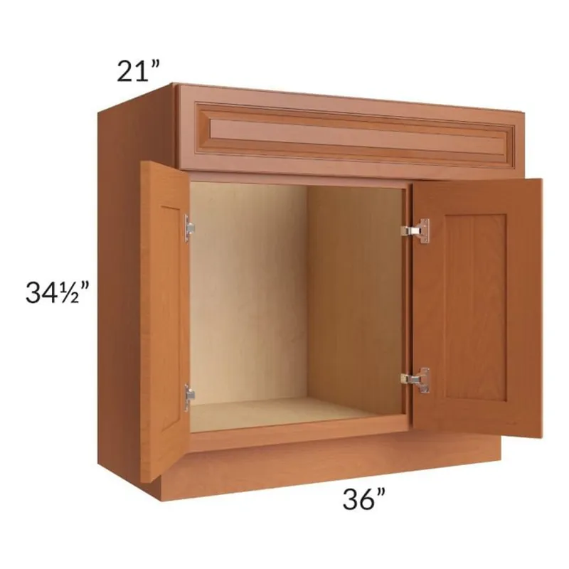 Money Back Guarantee RTA Lexington Cinnamon Glaze 36" x 21" Vanity Sink Base Cabinet (Doors on Left)