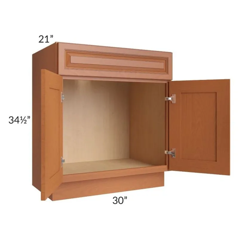 Shop Now RTA Lexington Cinnamon Glaze 30" Vanity Sink Base Cabinet with 1 Decorative End Panel