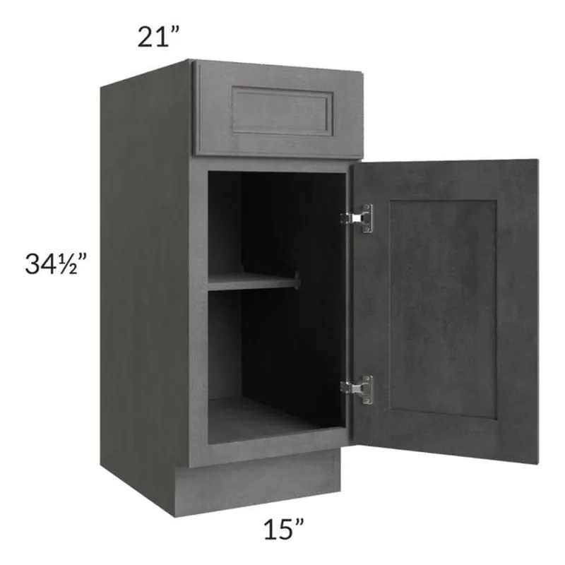 Special Discount RTA Stone Grey 15" Vanity Base Cabinet with 2 Decorative End Panels