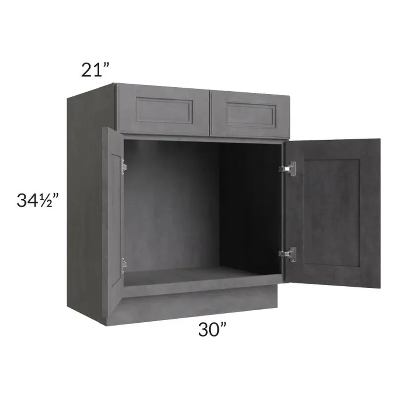 RTA Stone Grey 30" Vanity Sink Base Cabinet with 1 Decorative End Panel Authentic