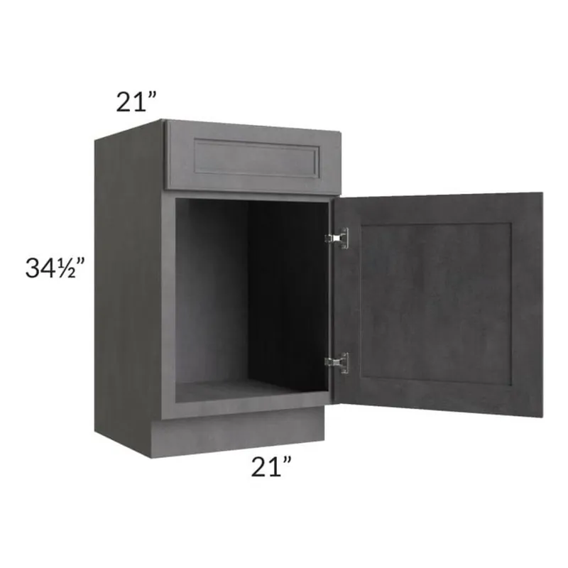 Premium RTA Stone Grey 21" Vanity Sink Base Cabinet with 1 Decorative End Panel