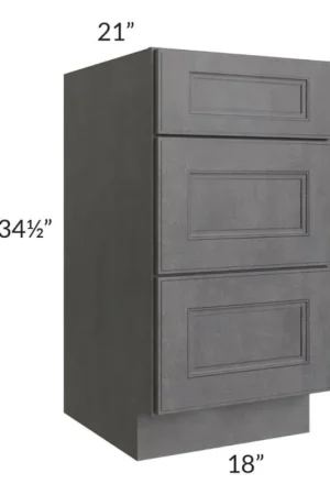 Weekend Sale RTA Stone Grey 18" Vanity Three Drawer Base Cabinet with 2 Decorative End Panels