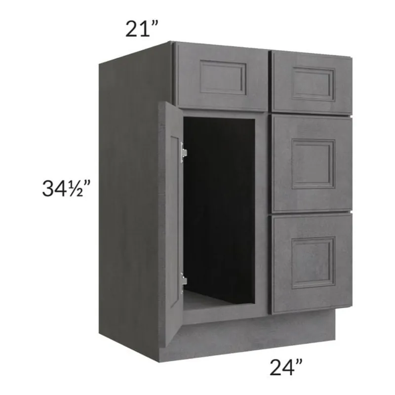 RTA Stone Grey 24" Vanity Sink Base Cabinet (Drawers on Right) New Release