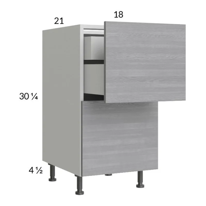 RTA Euro Grey 18" 2-Drawer Vanity Base Cabinet with 1 Inner Drawer Professional Grade