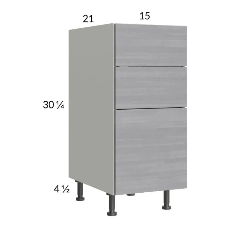 RTA Euro Grey 15" 3-Drawer Vanity Base Cabinet with 2 Finished End Panels Brand New