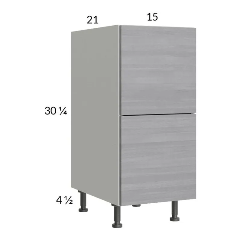 Fan Favorite RTA Euro Grey 15" 2-Drawer Vanity Base Cabinet with 1 Finished End Panel