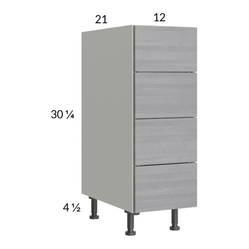 RTA Euro Grey 12" 4-Drawer Vanity Base Cabinet Secure Checkout