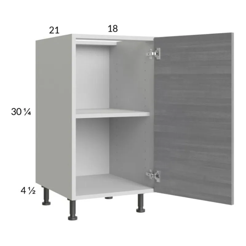 Express Delivery RTA Euro Grey 18" Full Height Door Vanity Base Cabinet with 1 Finished End Panel