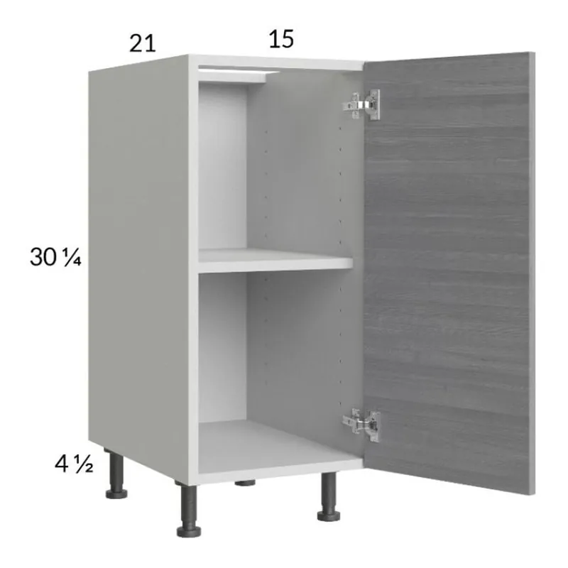 RTA Euro Grey 15" Full Height Door Vanity Base Cabinet with 1 Finished End Panel Cheap