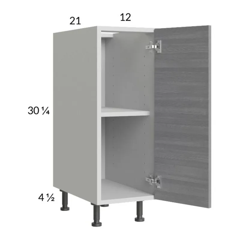 RTA Euro Grey 12" Full Height Door Vanity Base Cabinet with 1 Finished End Panel Free Shipping
