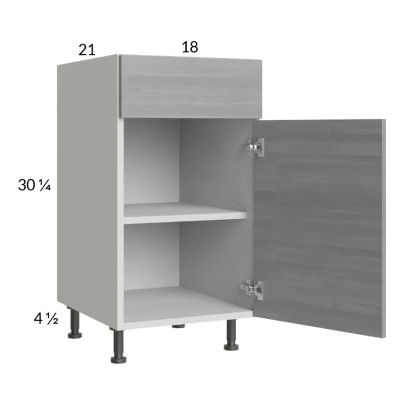 Luxury RTA Euro Grey 18" Vanity Base Cabinet with 2 Finished End Panels
