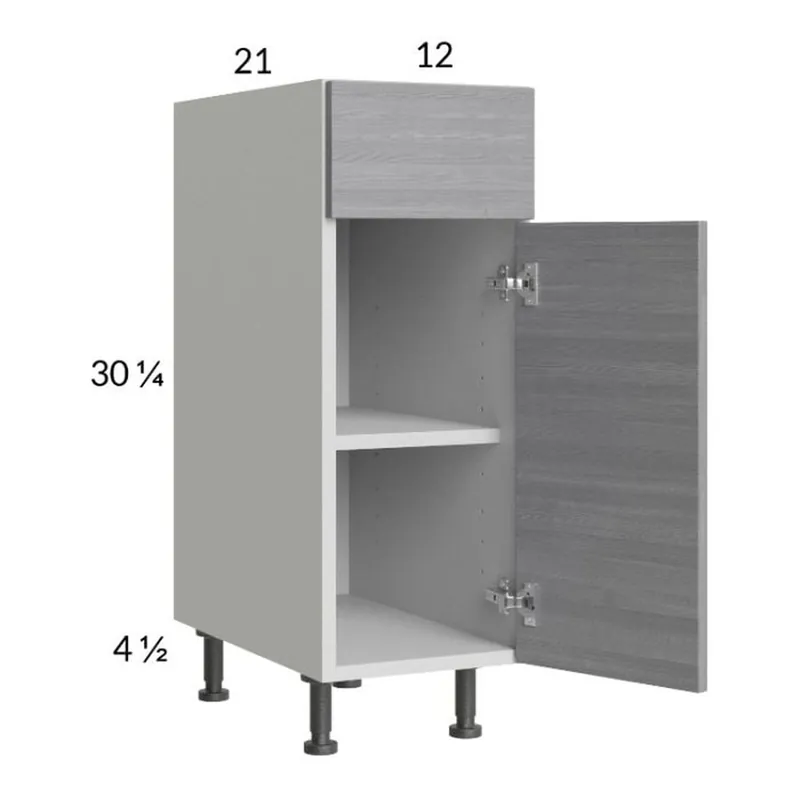 In Demand RTA Euro Grey 12" Vanity Base Cabinet with 2 Finished End Panels