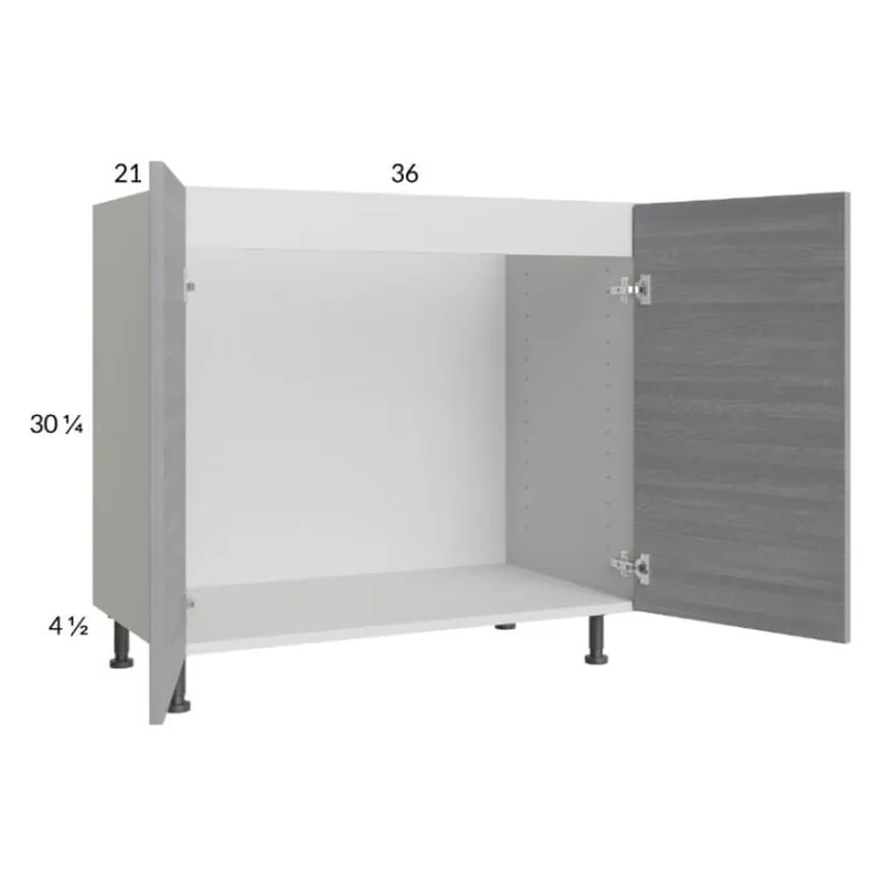 RTA Euro Grey 36" Full Height Door Vanity Sink Base Cabinet with 1 Finished End Panel Price Drop