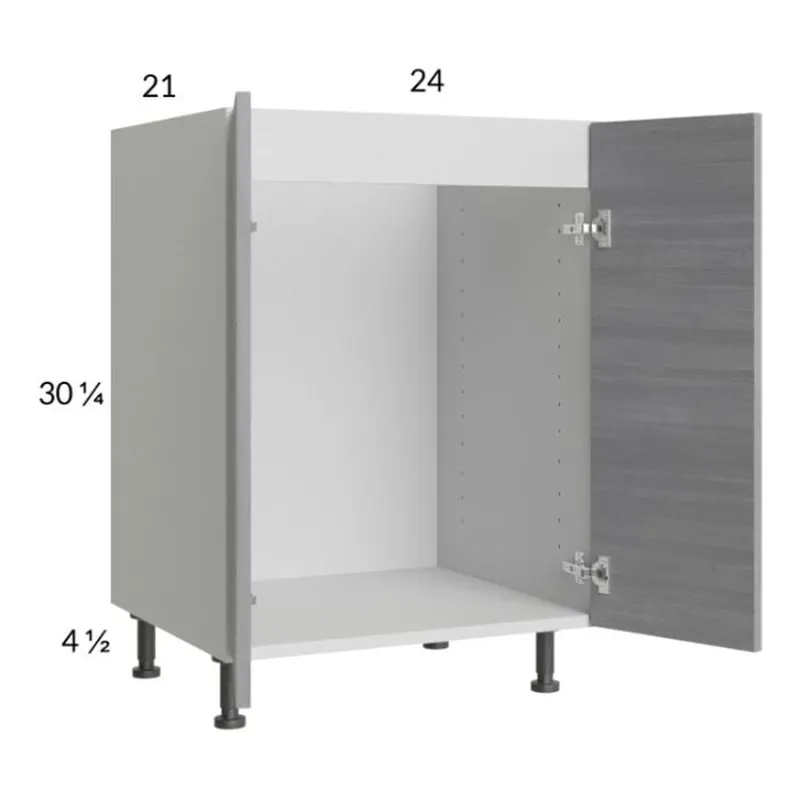 Deal RTA Euro Grey 24" Full Height Door Vanity Sink Base Cabinet with 2 Finished End Panels