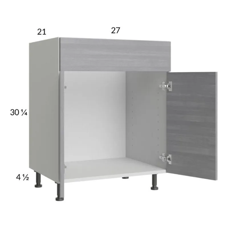 RTA Euro Grey 27" Vanity Sink Base Cabinet with 2 Finished End Panels Handmade