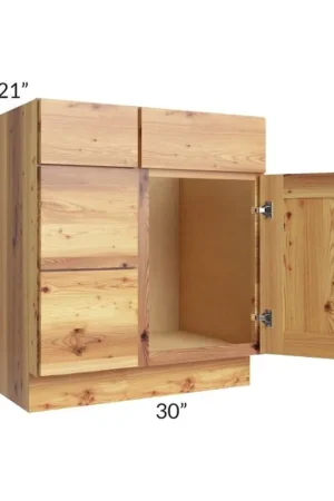 Weekend Sale RTA Rustic Shaker 30" Vanity Sink Base Cabinet (Drawers on Left) with 2 Decorative End Panels and 1 Skin