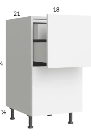 Bargain RTA Euro Gloss White 18" 2-Drawer Vanity Base Cabinet with 1 Inner Drawer