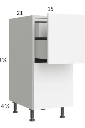 While Supplies Last RTA Euro Gloss White 15" 2-Drawer Vanity Base Cabinet with 1 Inner Drawer
