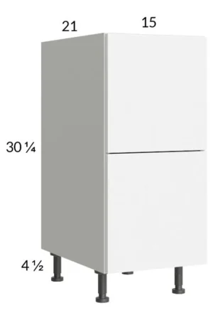 While Supplies Last RTA Euro Gloss White 15" 2-Drawer Vanity Base Cabinet with 2 Finished End Panels