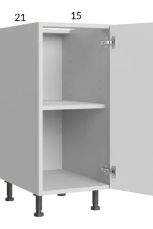 Worldwide Shipping RTA Euro Gloss White 15" Full Height Door Vanity Base Cabinet