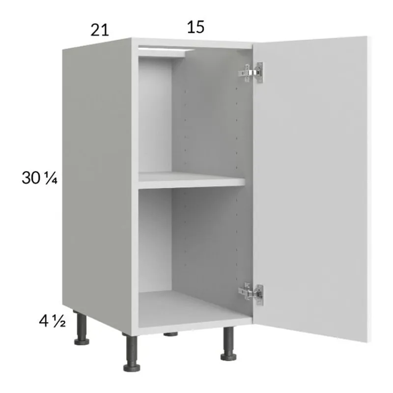 Worldwide Shipping RTA Euro Gloss White 15" Full Height Door Vanity Base Cabinet