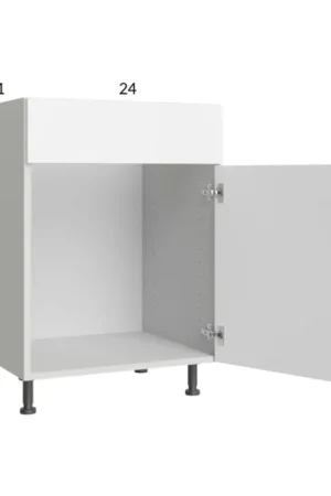 Worldwide Shipping RTA Euro Gloss White 24" Vanity Sink Base Cabinet with 1 Door and 2 Finished End Panels