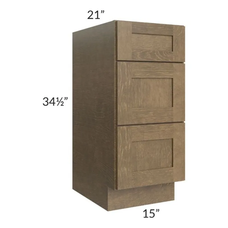Original RTA Royal Bronze Shaker 15" Vanity Drawer Base Cabinet with 2 Finished Sides