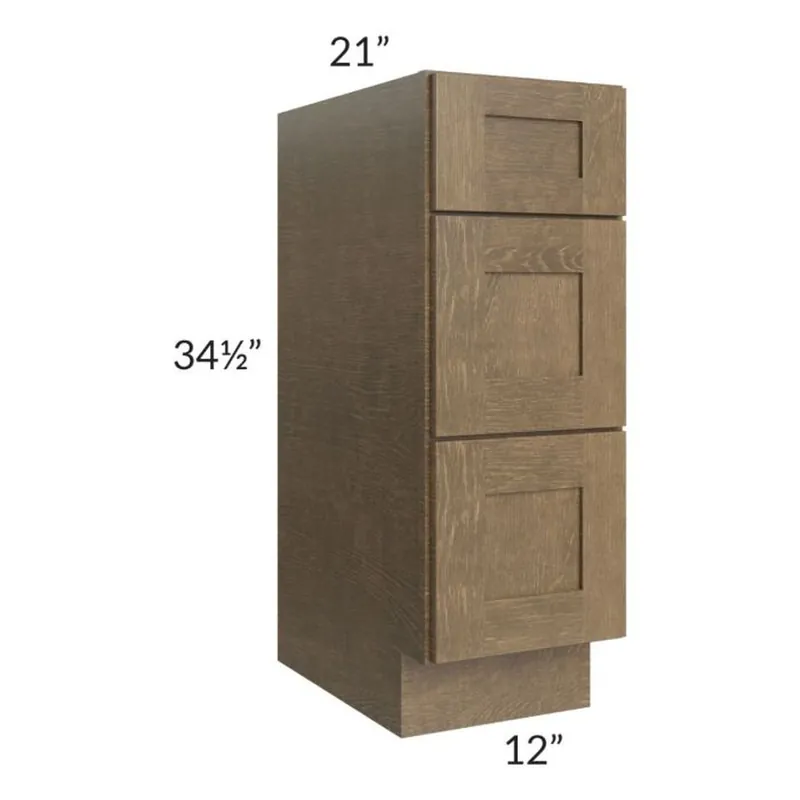 Direct From Manufacturer RTA Royal Bronze Shaker 12" Vanity Drawer Base Cabinet with 1 Finished Side