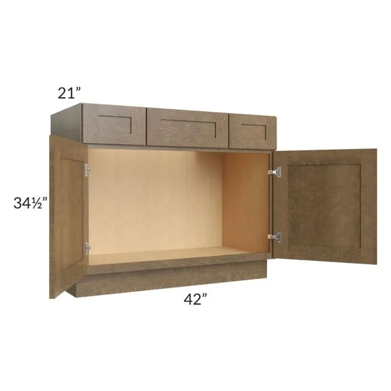 RTA Royal Bronze Shaker 42" Vanity Sink Base Cabinet with Drawers with 1 Finished Side Buy Direct