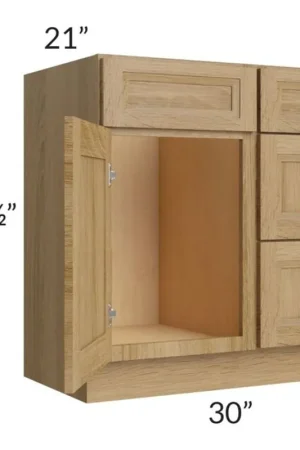 Worldwide Shipping RTA Catalina Toffee 30" Vanity Base Cabinet (Drawers on Right) with 2 Decorative End Panels