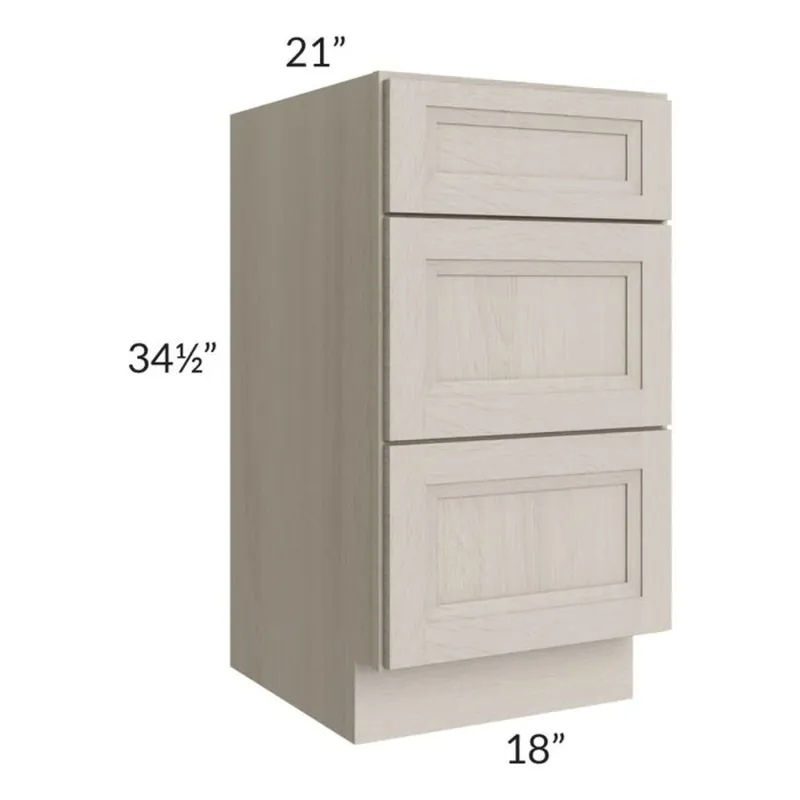 While Supplies Last RTA Catalina Mist 18" 3-Drawer Vanity Base Cabinet with 1 Decorative End Panel