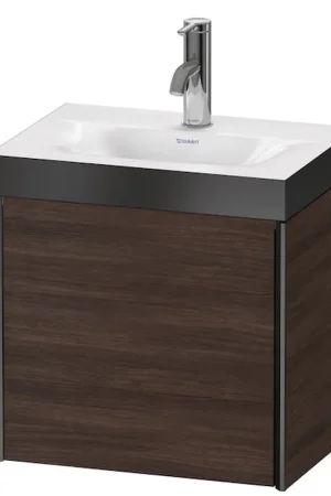Authentic Duravit XViu 18" x 18" x 13" One Door C-Bonded Wall-Mount Vanity Kit With One Tap Hole, Chestnut Dark (XV4631OB253P)