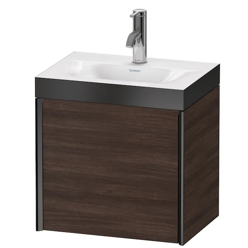 Authentic Duravit XViu 18" x 18" x 13" One Door C-Bonded Wall-Mount Vanity Kit With One Tap Hole, Chestnut Dark (XV4631OB253P)