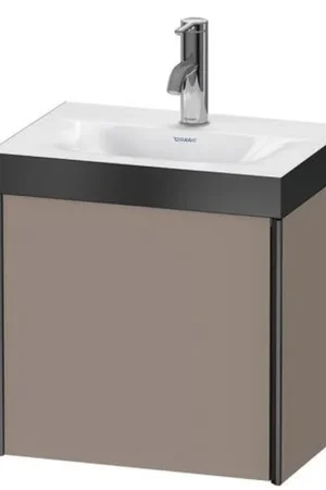 Crafted Duravit XViu 18" x 18" x 13" One Door C-Bonded Wall-Mount Vanity Kit With One Tap Hole, Basalt (XV4631OB243P)
