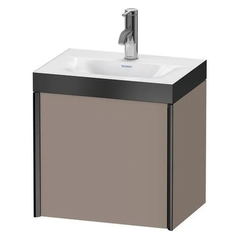 Crafted Duravit XViu 18" x 18" x 13" One Door C-Bonded Wall-Mount Vanity Kit With One Tap Hole, Basalt (XV4631OB243P)