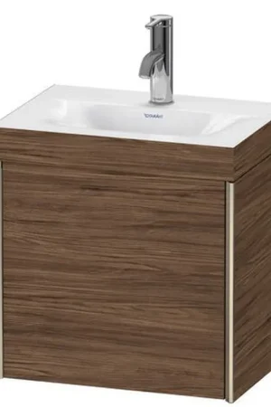 Crafted Duravit XViu 18" x 18" x 13" One Door C-Bonded Wall-Mount Vanity Kit With One Tap Hole, Walnut Dark (XV4631OB121C)