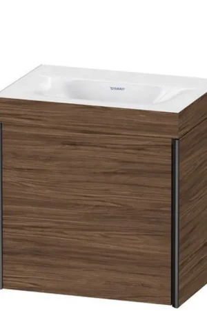 Budget Duravit XViu 18" x 18" x 13" One Door C-Bonded Wall-Mount Vanity Kit Without Tap Hole, Walnut Dark (XV4631NB221C)