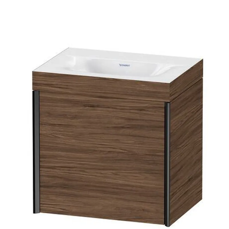 Budget Duravit XViu 18" x 18" x 13" One Door C-Bonded Wall-Mount Vanity Kit Without Tap Hole, Walnut Dark (XV4631NB221C)