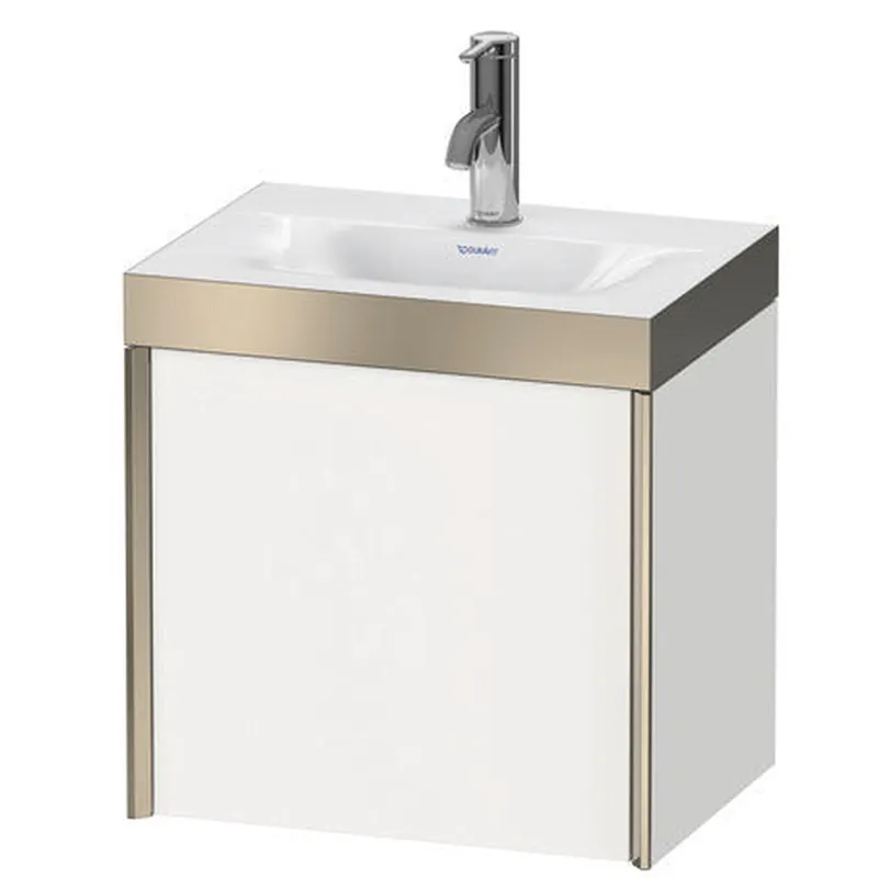 Affordable Duravit XViu 18" x 18" x 13" One Door C-Bonded Wall-Mount Vanity Kit With One Tap Hole, Walnut Dark (XV4630OB221C)