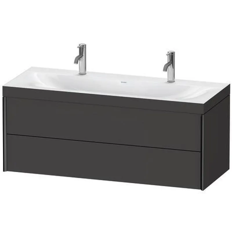 Wholesale Duravit Xviu 47" x 20" x 19" Two Drawer C-Bonded Wall-Mount Vanity Kit With One Tap Hole, Graphite (XV4618OB280C)