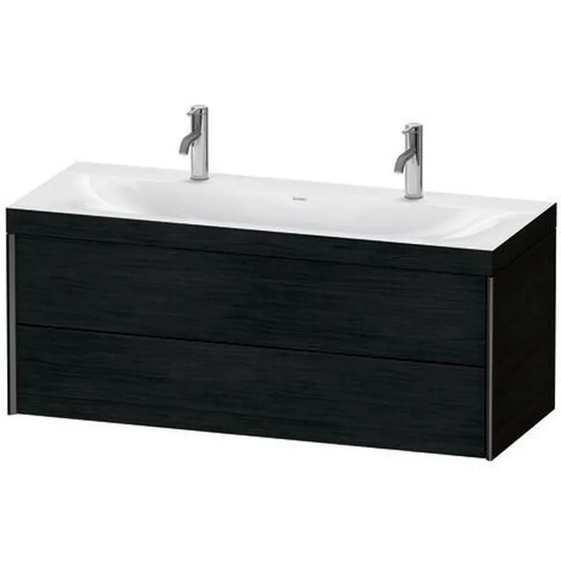 Budget Duravit Xviu 47" x 20" x 19" Two Drawer C-Bonded Wall-Mount Vanity Kit With One Tap Hole, Oak Black (XV4618OB216C)