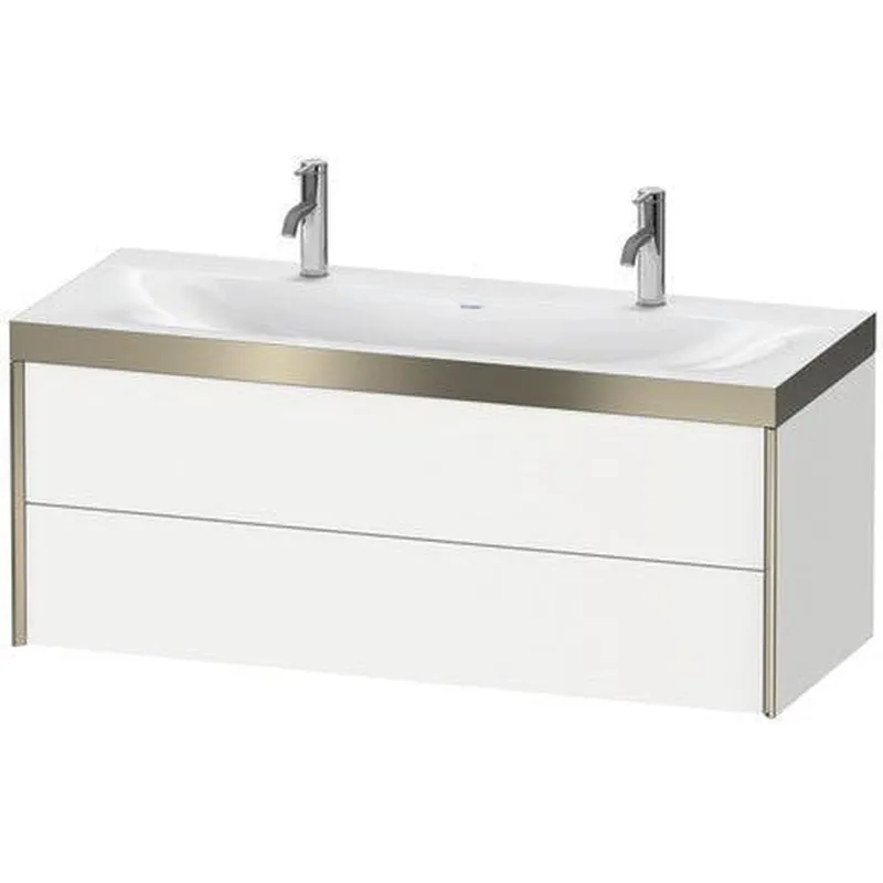 Direct From Factory Duravit Xviu 47" x 20" x 19" Two Drawer C-Bonded Wall-Mount Vanity Kit With One Tap Hole, Black (XV4618OB140C)