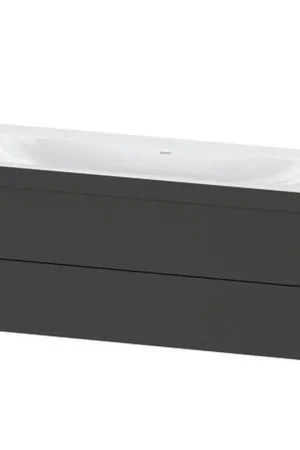 Authentic Duravit Xviu 47" x 20" x 19" Two Drawer C-Bonded Wall-Mount Vanity Kit Without Tap Hole, Graphite (XV4617NB280C)
