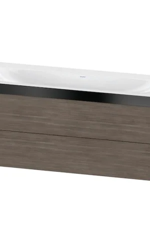 Certified Duravit Xviu 47" x 20" x 19" Two Drawer C-Bonded Wall-Mount Vanity Kit Without Tap Hole, Pine Terra (XV4617NB251P)
