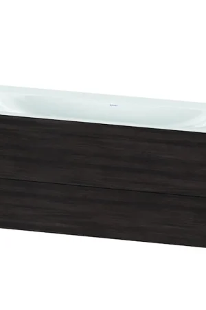 Deal Duravit Xviu 47" x 20" x 19" Two Drawer C-Bonded Wall-Mount Vanity Kit Without Tap Hole, Chestnut Dark (XV4617NB153C)