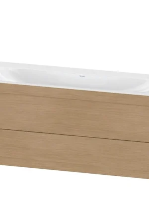 Best Seller Duravit Xviu 47" x 20" x 19" Two Drawer C-Bonded Wall-Mount Vanity Kit Without Tap Hole, European Oak (XV4617NB152C)