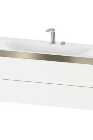 Deal Duravit Xviu 47" x 20" x 19" Two Drawer C-Bonded Wall-Mount Vanity Kit Without Tap Hole, Basalt (XV4617NB143P)
