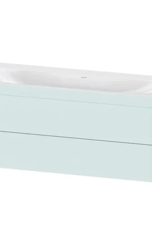 Crafted Duravit Xviu 47" x 20" x 19" Two Drawer C-Bonded Wall-Mount Vanity Kit Without Tap Hole, Light Blue (XV4617NB109C)